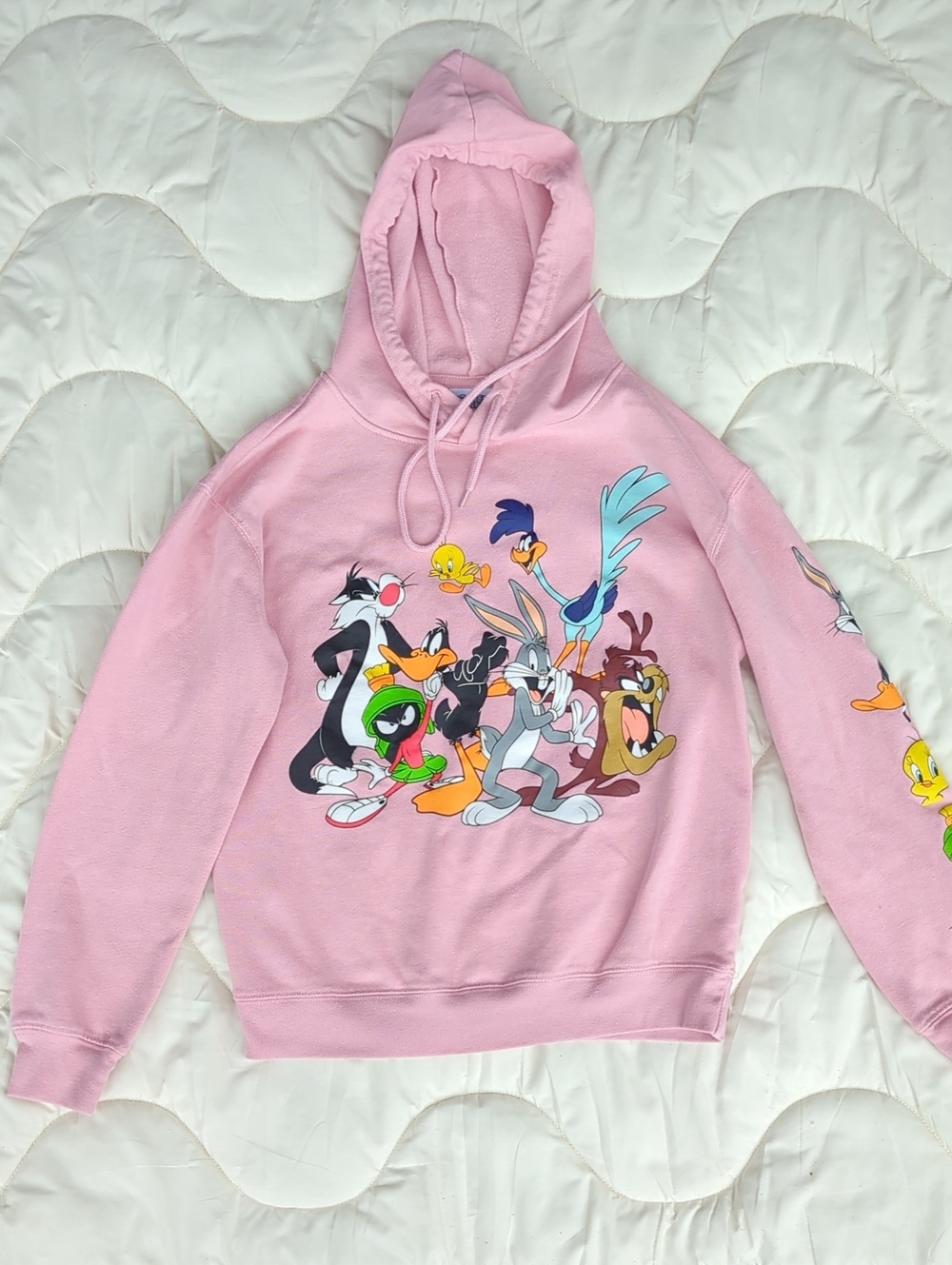 Looney Toons Warner Bros. Pink Cartoon Hoodie Small